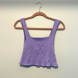 Purple tank top.